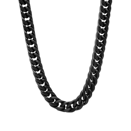 Men's Black Tone Stainless Steel Curb Link Chain Necklace 24" - Brilliance Fine Jewelry