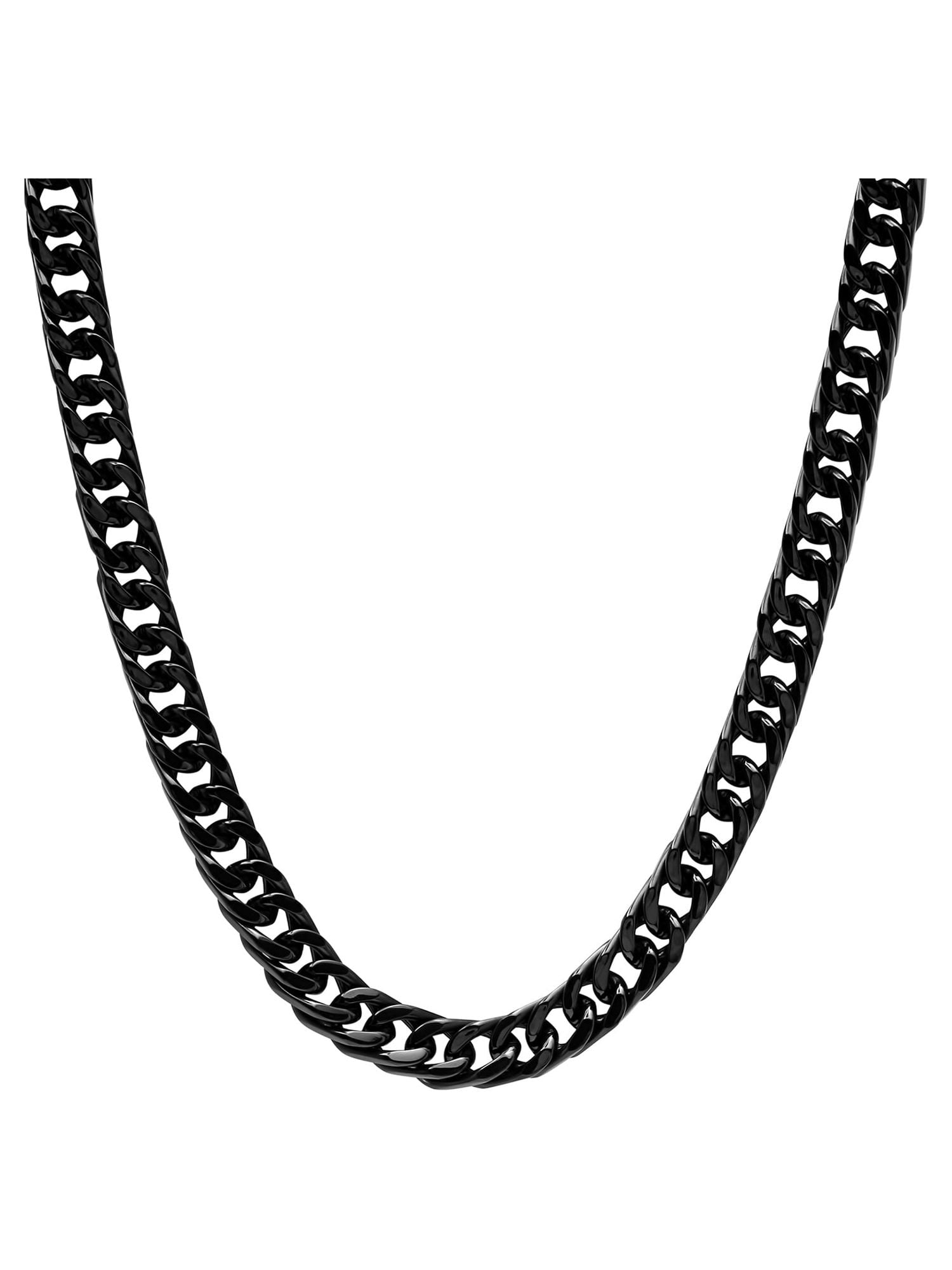 Men's Black Stainless Steel Matte Curb Link Chain Necklace 24" - Brilliance Fine Jewelry