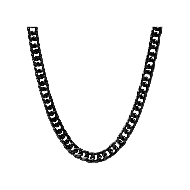Men's Black Stainless Steel Matte Curb Link Chain Necklace 24