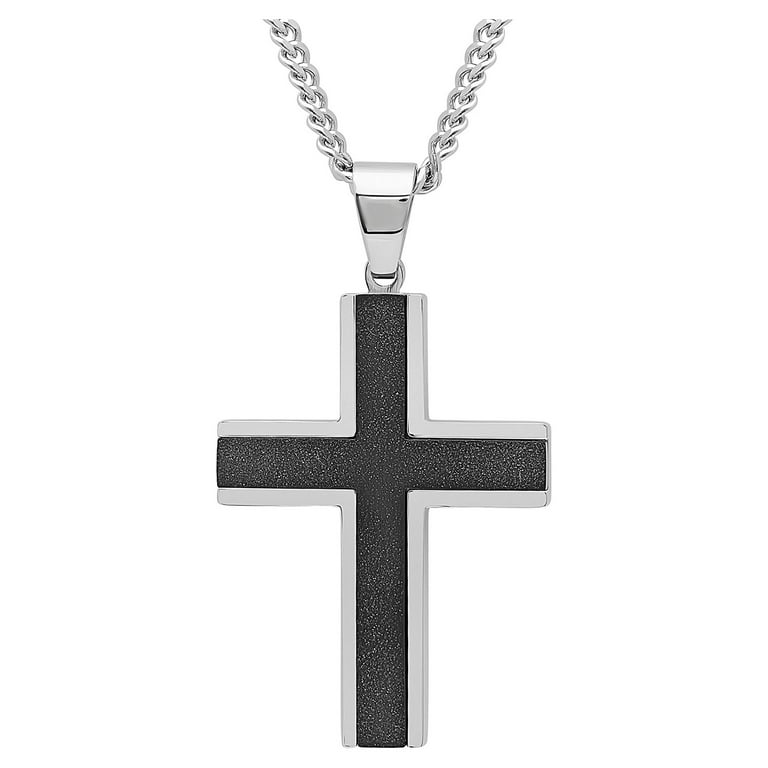 Cross Necklace Link Chain with Textured Cross Pendant - Chain Included Cross Necklace Link Chain with Textured Cross Pendant - Chain Included