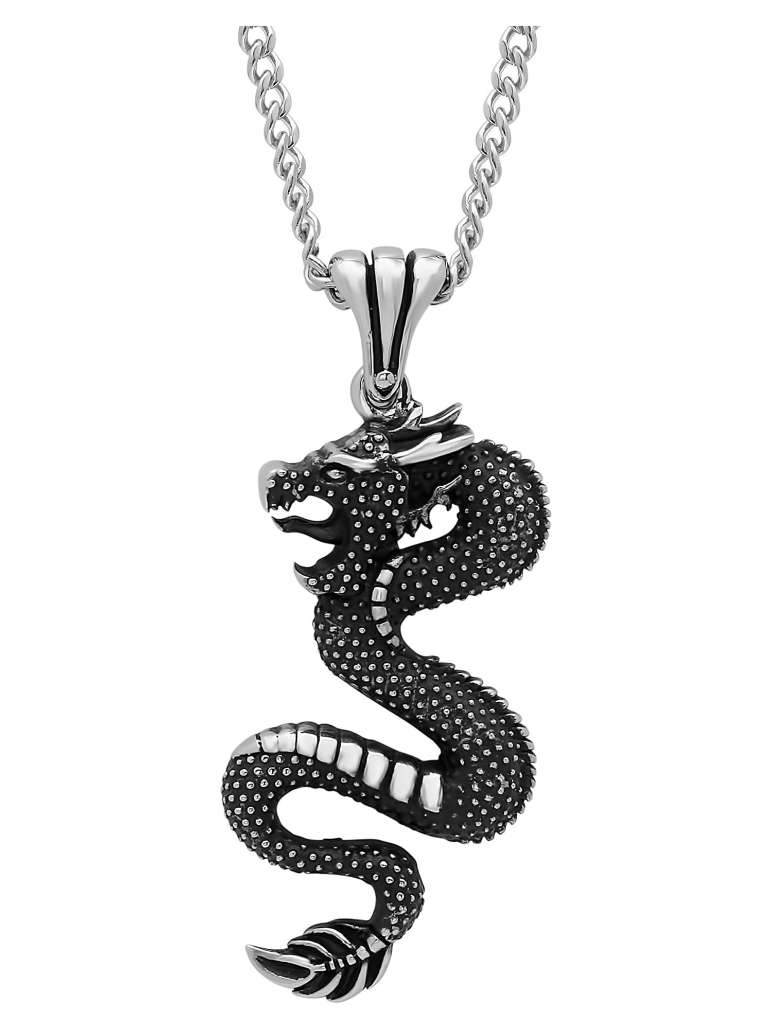 Black 1.5'' Strange music dragon charms stainless steel Pendant