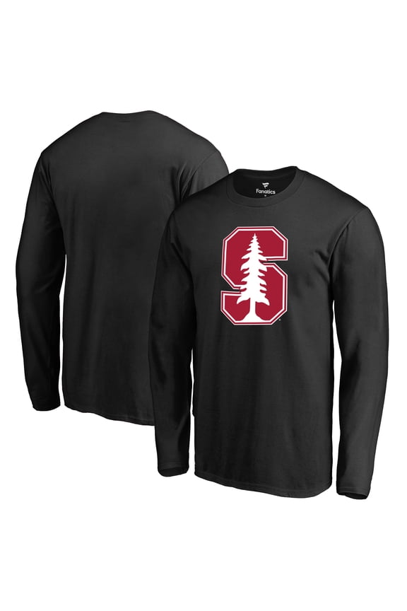 Men's Black Stanford Cardinal Primary Logo Long Sleeve T-Shirt