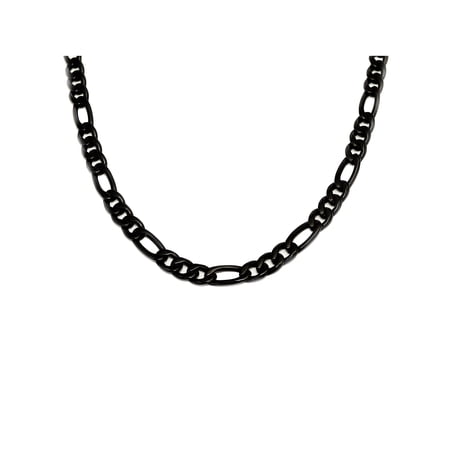 Men's Black Steel Large Figaro Link Chain, 24"