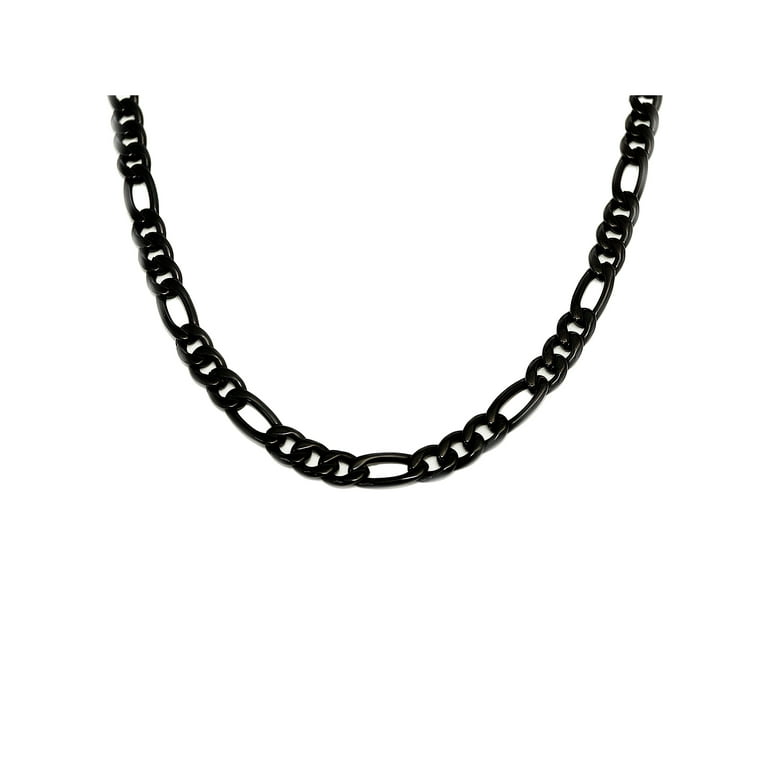 Men's Black Steel Large Figaro Link Chain, 24