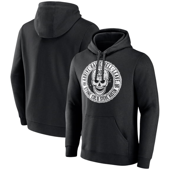Men's Black "Stone Cold" Steve Austin Arrive. Raise Hell. Leave Pullover Hoodie