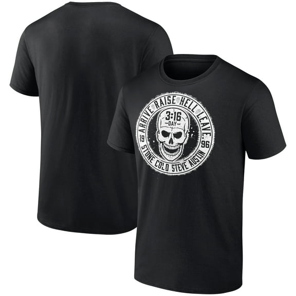 Men's Black "Stone Cold" Steve Austin Arrive. Raise Hell. Leave T-Shirt