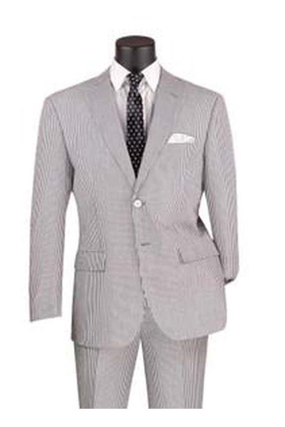 Men's Black Stripe Seersucker Suit Modern Fit Vinci MSS-1