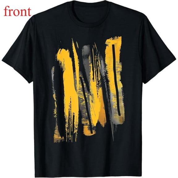 Men's Black T-Shirt Graphic Tees "Abstract Yellow Gray Brush Strokes" Art & Design Shirts S-5XL Casual Daily Tops