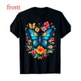 thumbnail image 1 of Men's Black T-Shirt Graphic Tees "Colorful Butterfly With Flowers" Nature & Art Design Shirts S-5XL Casual Daily Tops, 1 of 5