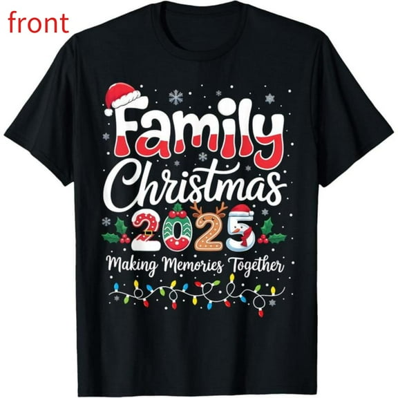 Men's Black T-Shirt Graphic Tees "Family Christmas 2025 Making Memories Together" Holiday Design Shirts S-5XL Casual Daily Tops