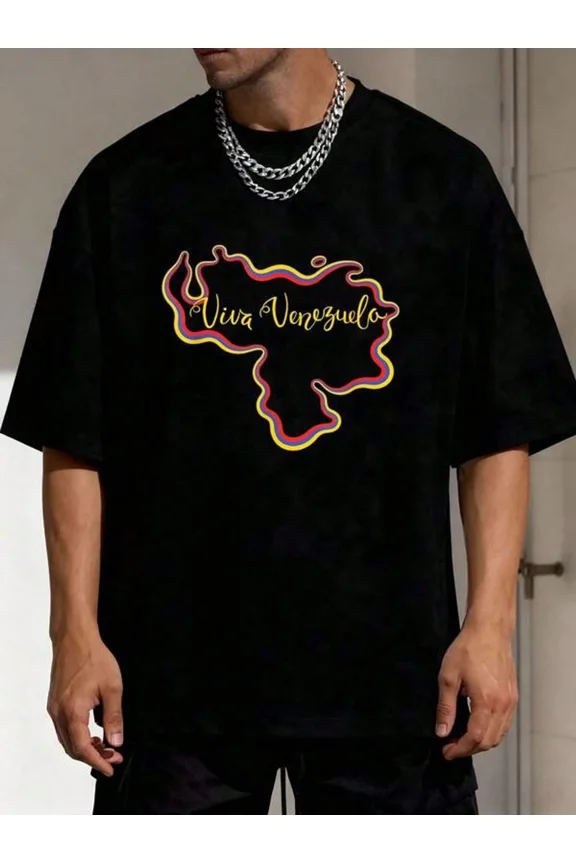 Men's Black T-Shirt La Vinotinto Soccer Design Venezuelans-Shirt