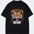 thumbnail image 1 of Men's Black T-Shirt Tiger Roar Graphic Print Casual Wear, 1 of 3