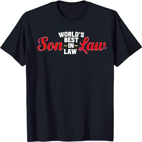 Men's Black T-Shirt 'World's Best Son in Law' Style Graphic Tee