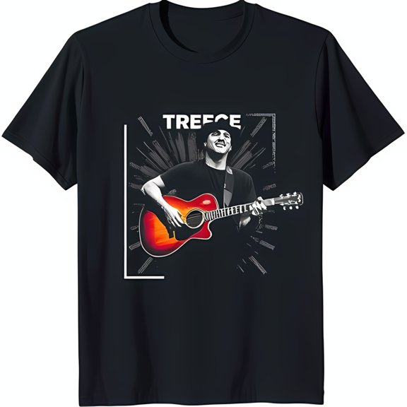 Men's Black T-Shirt with Acoustic Graphic and 'Trece' Text Design