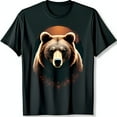 thumbnail image 1 of Men's Black T-Shirt with Bear Face Graphic Nature Inspired Design, 1 of 5