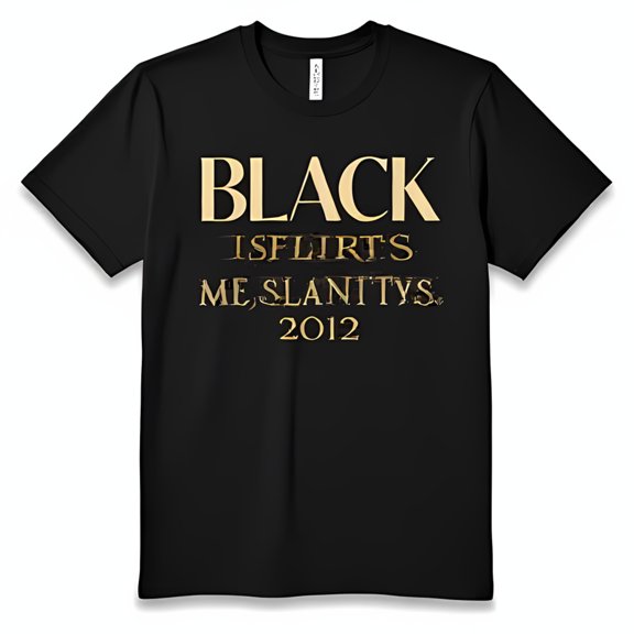 Men s Black T-Shirt with Bold Gold BLACK Print & Vintage Design 2012