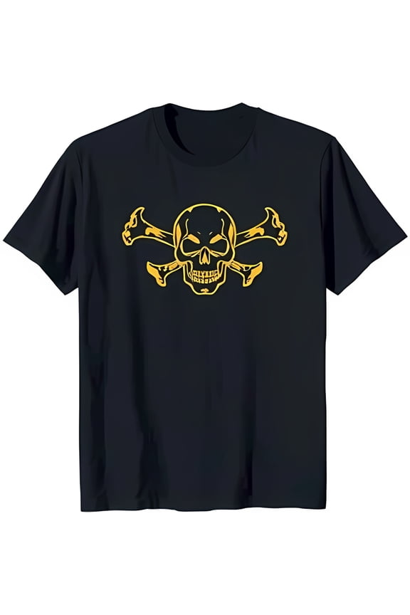 Men's Black T-Shirt with Bold Gold and Design Eye Catching Graphic Tee