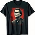 thumbnail image 1 of Men s Black T-Shirt with Bold Graphic Face Design on Red Textured Background, 1 of 5