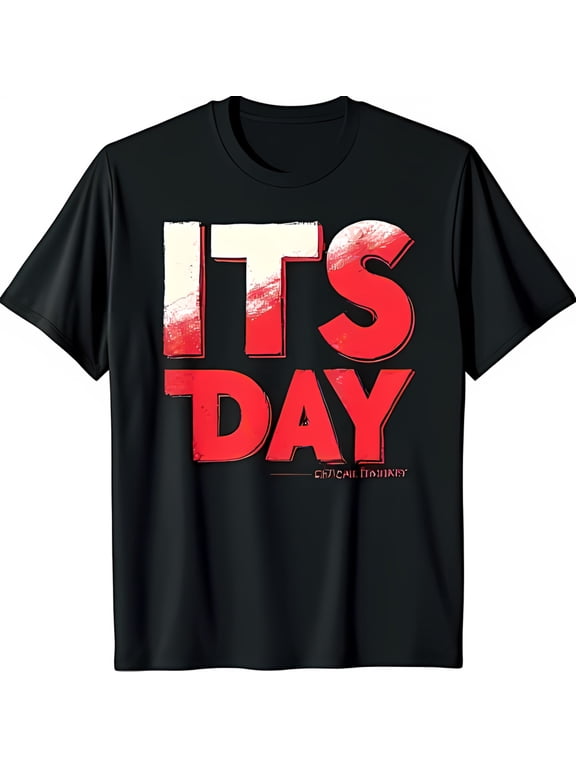 Men's Black T-Shirt with Bold It's DAY Graphic & FRIDAY Inscription