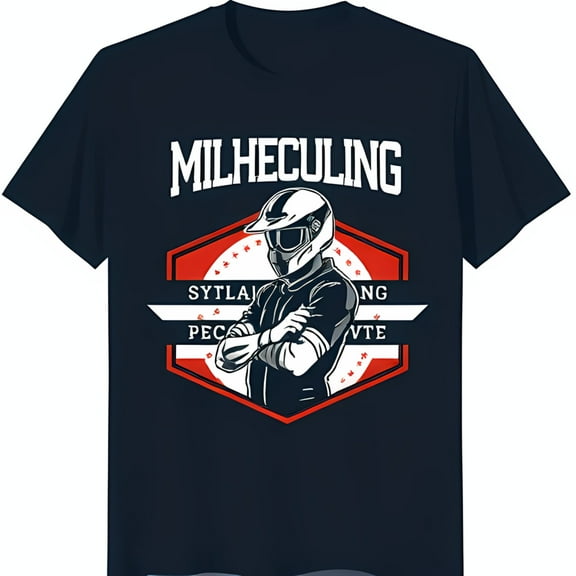 Men's Black T-Shirt with Bold Motocross Rider Graphic & Design