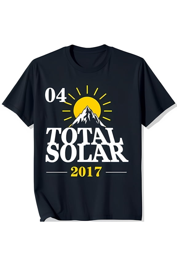 Men's Black T-Shirt with Bold Mountain and Sun Graphic 04 TOTAL SOLAR 2017 Design