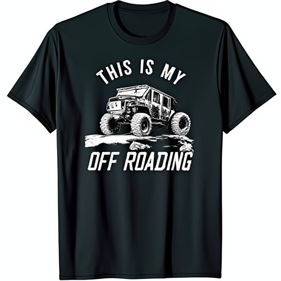Men's Black T-Shirt with Bold Off Roading Graphic Design