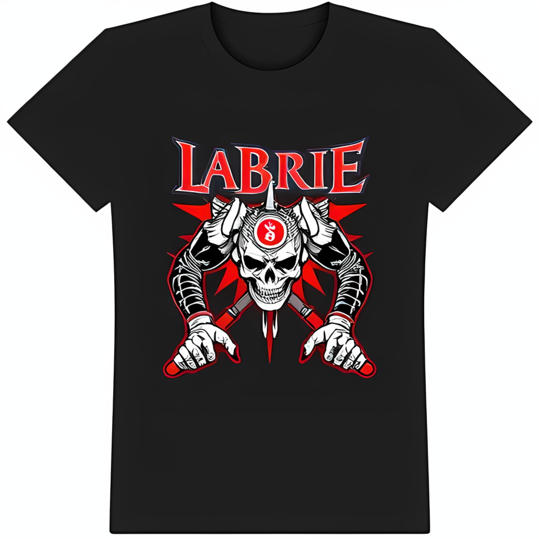 Men's Black TShirt with Bold Red & White Graphic and Design LABRIE
