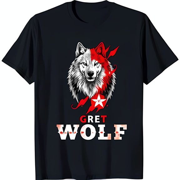 Men's Black T-Shirt with Bold Split Head Design & Red Star 'Grey ' Graphic Tee