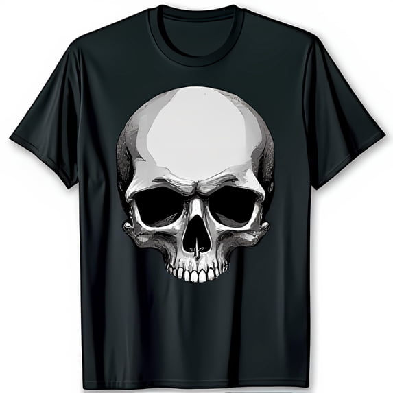 Men's Black T-Shirt with Bold White Graphic Minimalist Style