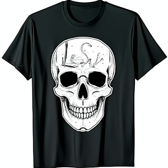 Men s Black T-Shirt with Bold White Graphic and Unique Lettering Design