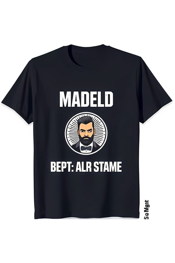 Men's Black T-Shirt with Cartoon Bearded Man in & Funny Graphic Tee