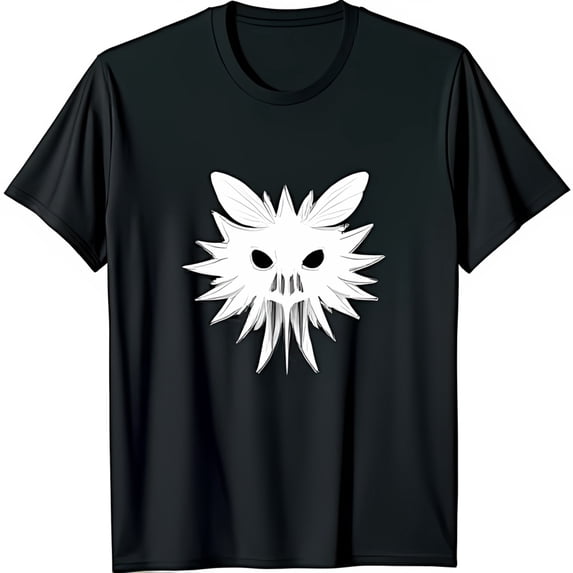 Men s Black T-Shirt with Cartoon Creature Print Spiky Design Unique Graphic Tee
