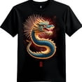 thumbnail image 1 of Men's Black T-Shirt with Colorful Gold and Design, 1 of 5