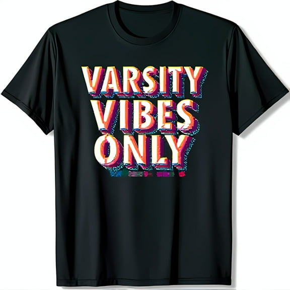 Men's Black T-Shirt with Colorful VARSITY VIBES ONLY Graphic Print