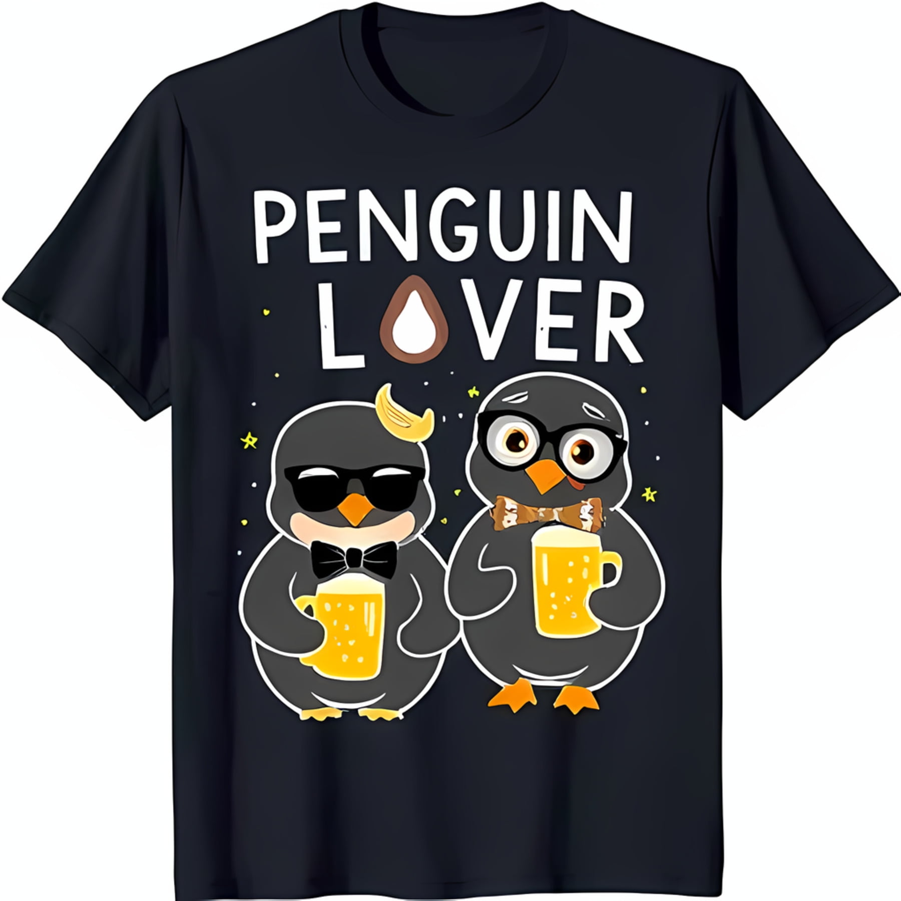 Men s Black T-Shirt with Cute Penguin Graphic & Penguin Lover Text