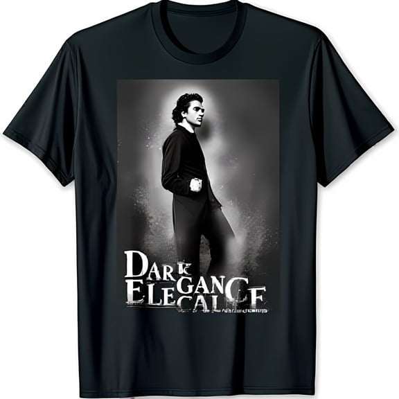 Men's Black T-Shirt with Dark Elegance Graphic Print Stylish Suit Design