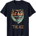 thumbnail image 1 of Men's Black T-Shirt with Detailed Portrait of a Wise Elder 'THE AGE' Graphic, 1 of 5