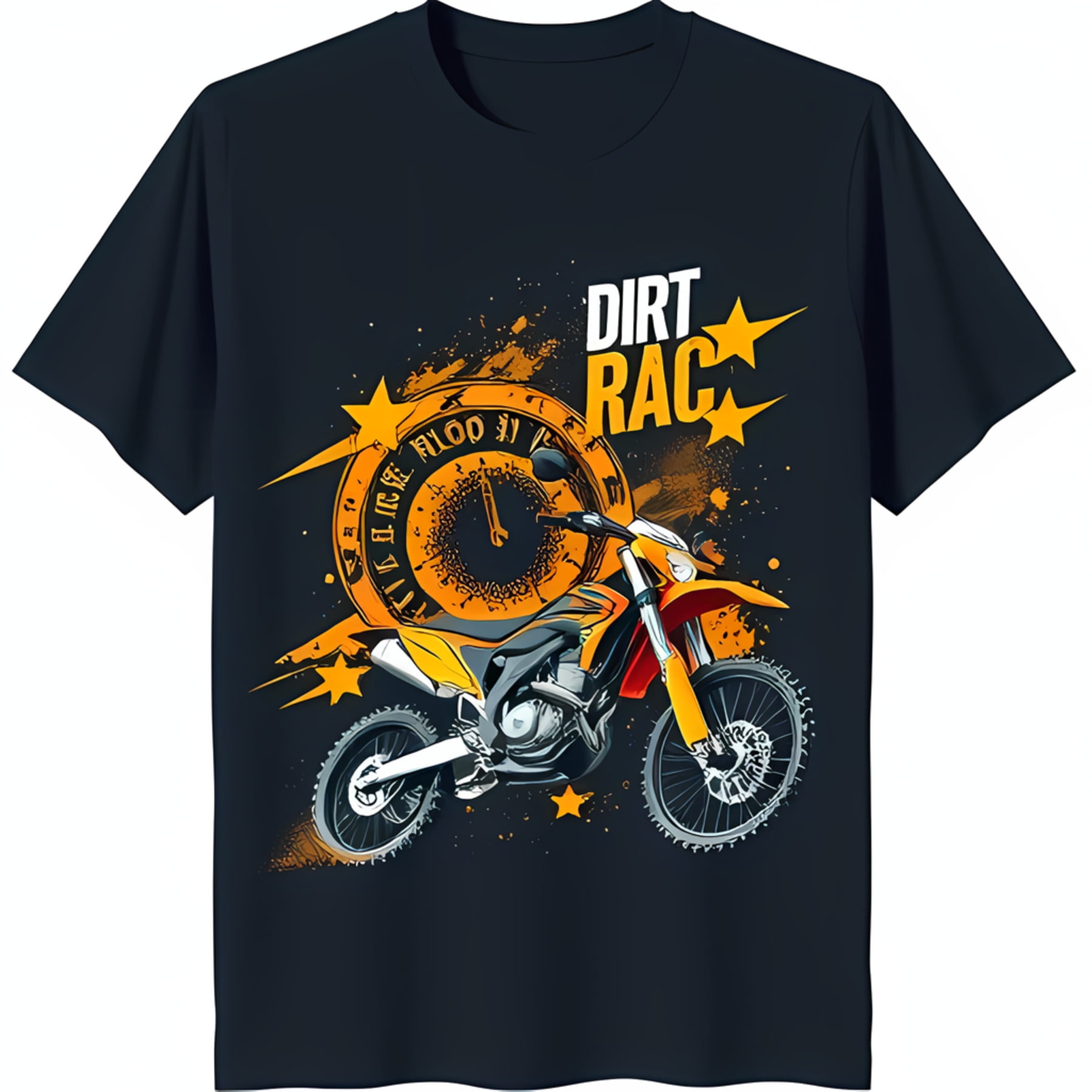 Men's Black TShirt with Dirt Bike Graphic and 'DIRT RAC' Text