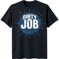 thumbnail image 1 of Men's Black T-Shirt with 'Dirty ' Text in Blue Circle & Arrow Design, 1 of 5