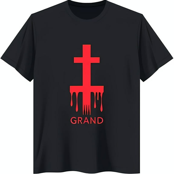 Men's Black T-Shirt with Dripping Red Inverted Graphic Bold & Edgy Design
