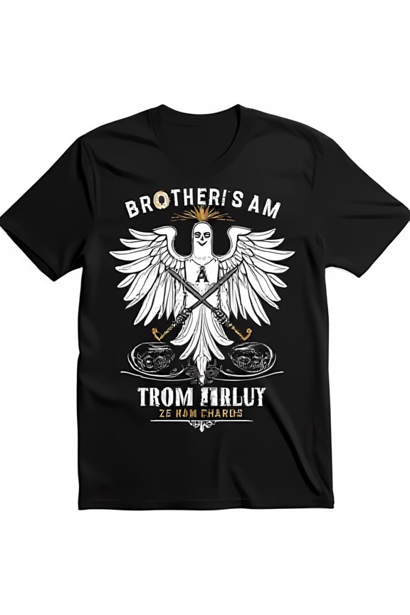 Men's Black T-Shirt with Eagle Graphic Crossed & Bold Banners