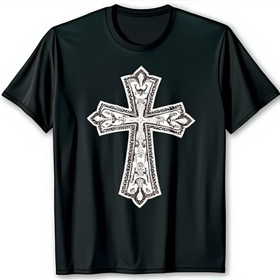 Men's Black T-Shirt with Elegant White Design Simple & Stylish Tee