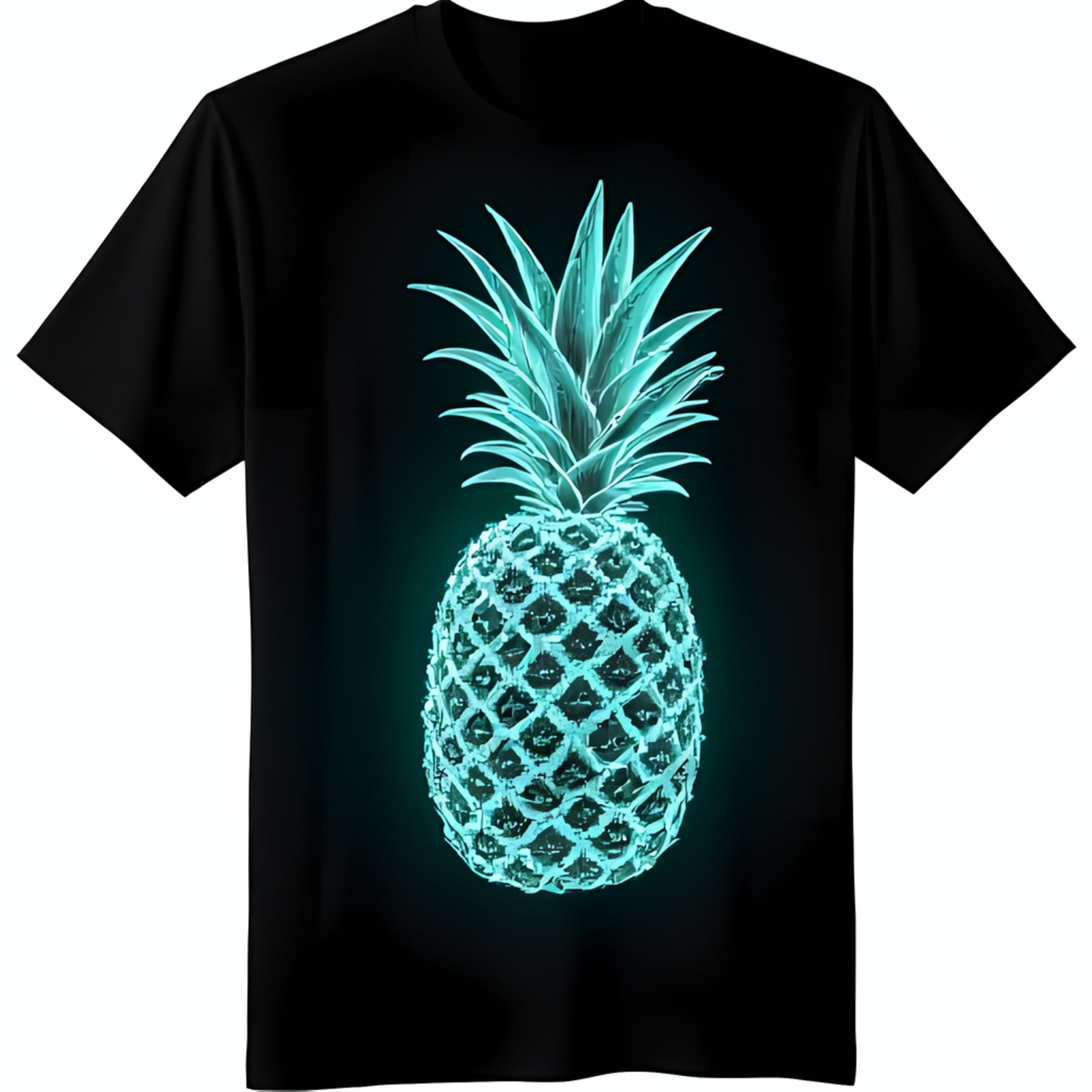 Men's Black T-Shirt with Eye Catching Pineapple Graphic for Summer Fun