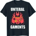 thumbnail image 1 of Men s Black T-Shirt with Fiery Red Game Controller Head Design, 1 of 5