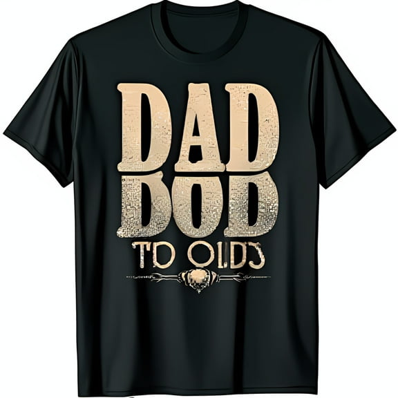 Men's Black T-Shirt with Glittery DAD BOD TOO OLD Graphic & Barbed Wire Design