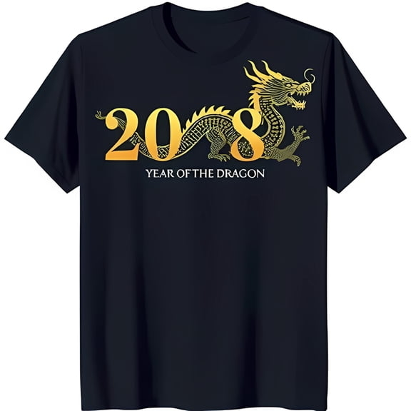 Men's Black T-Shirt with Gold Graphic & 'Year of the ' Design
