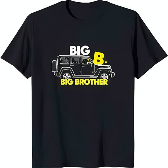Men s Black T-Shirt with Graphic & Big Brother Text Unique Design