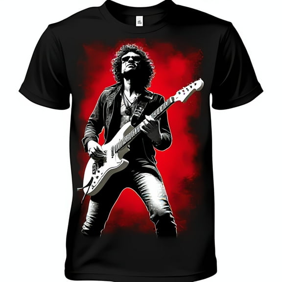 Men's Black T-Shirt with Graphic Bold Red & White Design