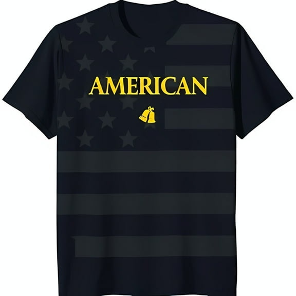 Men s Black T-Shirt with Grey Graphic & Yellow Text