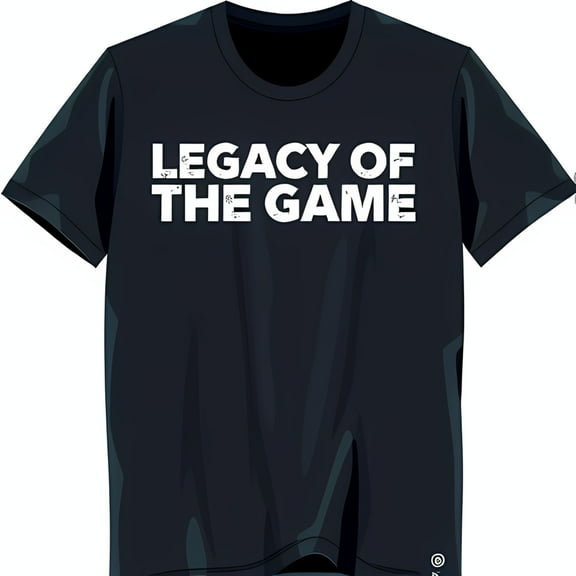 Men's Black T-Shirt with 'Legacy of the Game' Graphic Print Crew Neck Short Sleeves